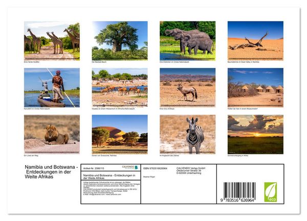 Produktbild: Namibia und Botswana - Entdeckungen in der Weite Afrikas (Wandkalender 2026 DIN A4 quer), CALVENDO Monatskalender