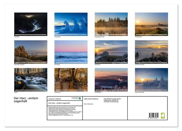 Produktbild: Der Harz - einfach sagenhaft (Wandkalender 2026 DIN A2 quer), CALVENDO Monatskalender