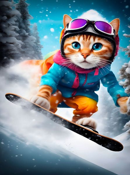 Produktbild: CALVENDO Puzzle Katze beim Outdoorsport - Snowboard fahren | 2000 Teile Lege-Gr&ouml;&szlig;e 90x67cm Foto-Puzzle f&uuml;r gl&uuml;ckliche Stunden