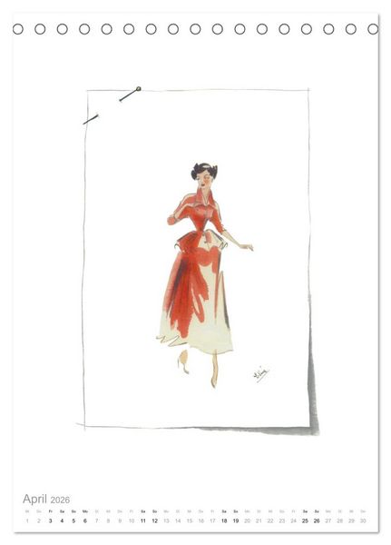 Produktbild: FIGURINEN 2026 - Modedesign von 1949 - Zeichnungen von Elina Ruffinengo (Tischkalender 2026 DIN A5 hoch), CALVENDO Monatskalender