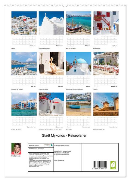 Produktbild: Stadt Mykonos - Reiseplaner (hochwertiger Premium Wandkalender 2026 DIN A2 hoch), Kunstdruck in Hochglanz