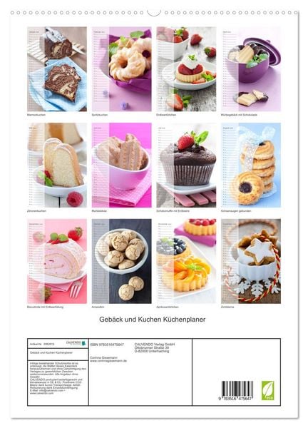 Produktbild: Geb&auml;ck und Kuchen K&uuml;chenplaner (hochwertiger Premium Wandkalender 2026 DIN A2 hoch), Kunstdruck in Hochglanz