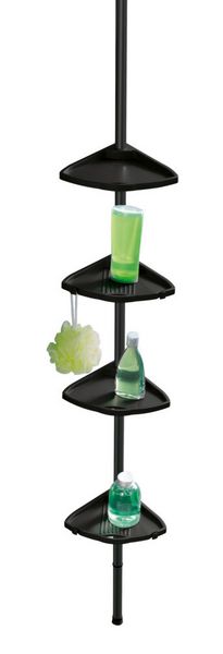 Produktbild: Duschecke Mod. Compact, schwarz, Aluminium, 26x78-275x19,5 cm, 4 Ablagen, 8 Haken, teleskopisch