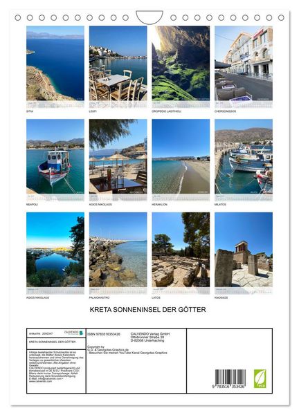 Produktbild: KRETA SONNENINSEL DER G&Ouml;TTER (Wandkalender 2026 DIN A4 hoch), CALVENDO Monatskalender