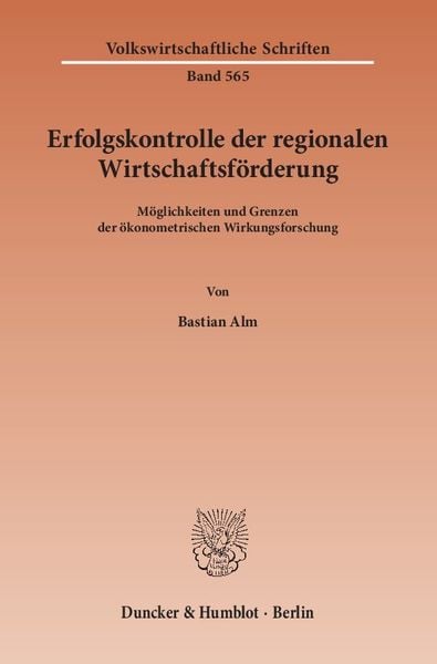 Produktbild: Erfolgskontrolle der regionalen Wirtschaftsf&ouml;rderung.