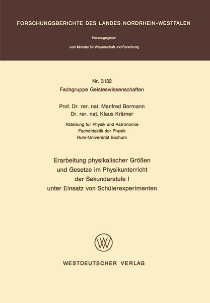 Produktbild: Erarbeitung physikalischer Gr&ouml;&szlig;en und Gesetze im Physikunterricht der Sekundarstufe I unter Einsatz von Sch&uuml;lerexperimenten