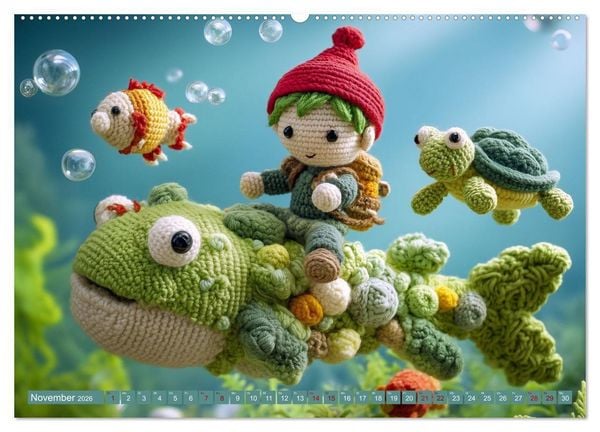 Produktbild: Amigurumi Erz&auml;hlzauber. Fantastische Geschichten als H&auml;kelkunst inszeniert (hochwertiger Premium Wandkalender 2026 DIN A2 quer), Kunstdruck in Hochglanz