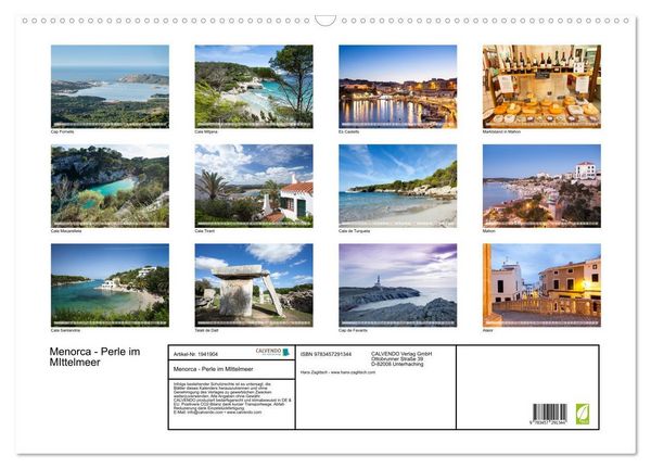 Produktbild: Menorca - Perle im MIttelmeer (Wandkalender 2026 DIN A2 quer), CALVENDO Monatskalender