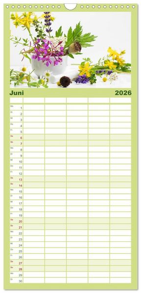 Produktbild: Familienplaner 2026 - Helfende Kr&auml;uter aus dem Garten mit 5 Spalten (Wandkalender, 21 x 45 cm) CALVENDO