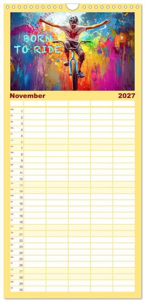 Produktbild: Familienplaner 2027 - BMX - Coole Slogans mit 5 Spalten (Wandkalender, 21 x 45 cm) CALVENDO
