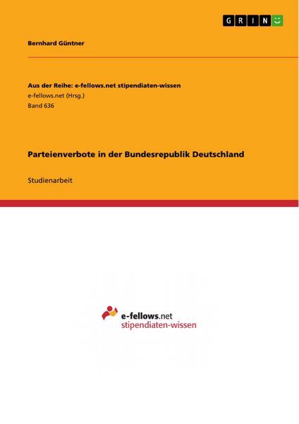 Produktbild: Parteienverbote in der Bundesrepublik Deutschland