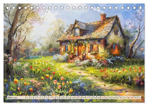 Produktbild: Kleine Cottages - Romantische Fantasieh&auml;uschen (Tischkalender 2026 DIN A5 quer), CALVENDO Monatskalender