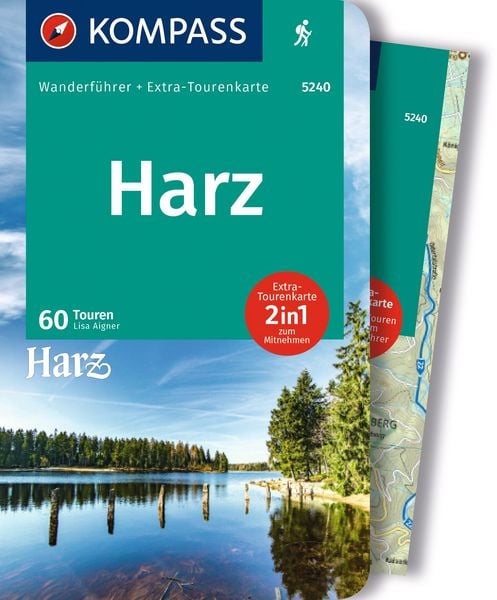 Produktbild: KOMPASS Wanderf&uuml;hrer Harz, 60 Touren mit Extra-Tourenkarte