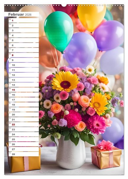 Produktbild: Festliche Momente - Ein Jahr mit KI Geburtstagen (Wandkalender 2026 DIN A2 hoch), CALVENDO Monatskalender