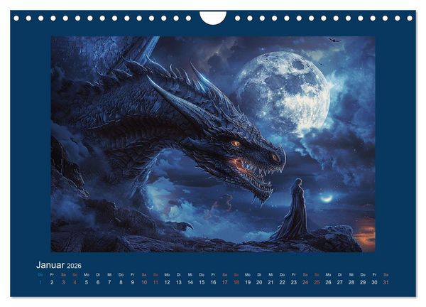Produktbild: Drachenkrieger (Wandkalender 2026 DIN A4 quer), CALVENDO Monatskalender