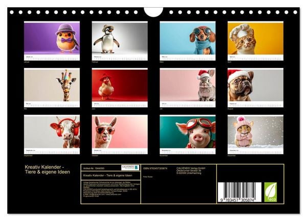 Produktbild: Kreativ Kalender - Tiere & eigene Ideen (Wandkalender 2026 DIN A4 quer), CALVENDO Monatskalender