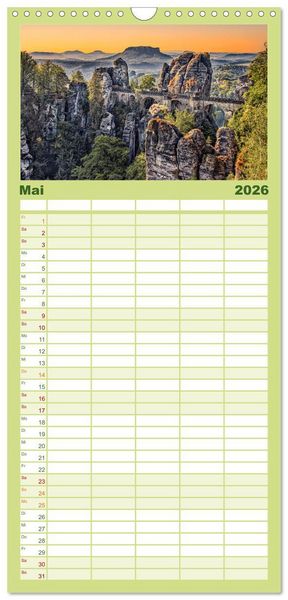 Produktbild: Familienplaner 2026 - Mystischer Malerweg mit 5 Spalten (Wandkalender, 21 x 45 cm) CALVENDO