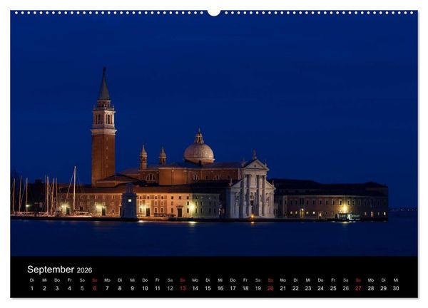 Produktbild: Venedig bei Nacht (hochwertiger Premium Wandkalender 2026 DIN A2 quer), Kunstdruck in Hochglanz