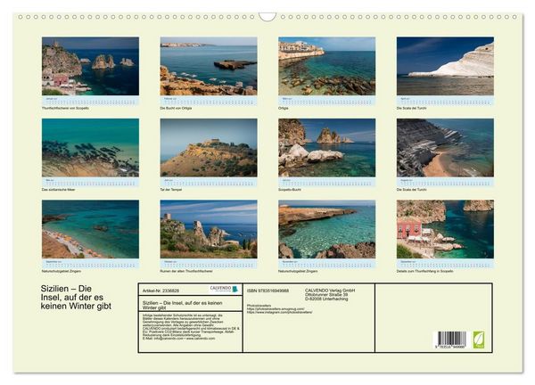 Produktbild: Sizilien &ndash; Die Insel, auf der es keinen Winter gibt (Wandkalender 2027 DIN A2 quer), CALVENDO Monatskalender
