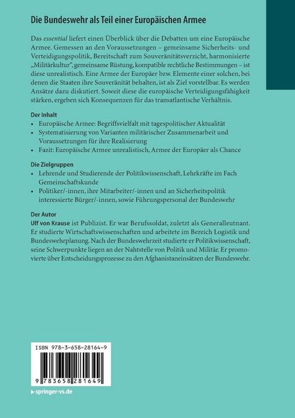 Produktbild: Die Bundeswehr als Teil einer Europ&auml;ischen Armee