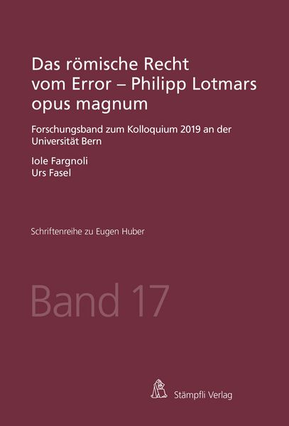 Produktbild: Das r&ouml;mische Recht vom Error - Philipp Lotmars opus magnum