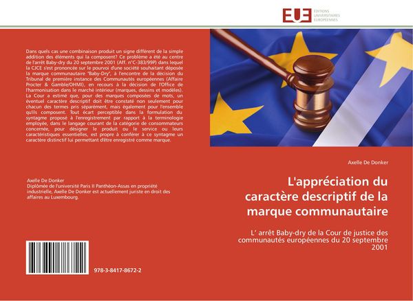 Produktbild: L'appre&iquest;ciation du caracte&iquest;re descriptif de la marque communautaire