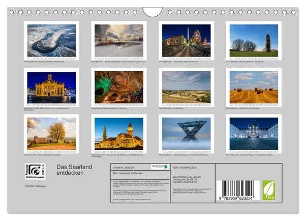 Produktbild: Das Saarland entdecken (Wandkalender 2027 DIN A4 quer), CALVENDO Monatskalender