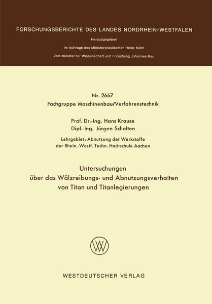 Produktbild: Untersuchungen &uuml;ber das W&auml;lzreibungs- und Abnutzungsverhalten von Titan und Titanlegierungen