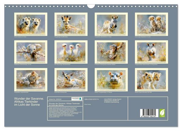 Produktbild: Wunder der Savanne. Afrikas Tierkinder im Licht der Sonne (Wandkalender 2027 DIN A3 quer), CALVENDO Monatskalender