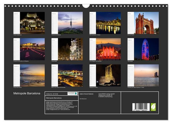 Produktbild: Metropole Barcelona (Wandkalender 2026 DIN A3 quer), CALVENDO Monatskalender