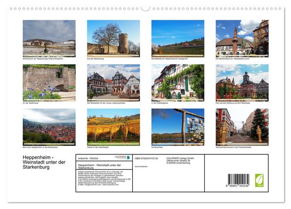 Produktbild: Heppenheim - Weinstadt unter der Starkenburg (hochwertiger Premium Wandkalender 2026 DIN A2 quer), Kunstdruck in Hochglanz