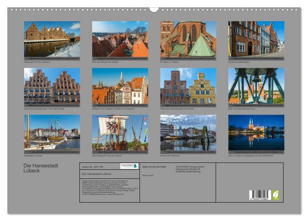 Produktbild: Die Hansestadt L&uuml;beck (Wandkalender 2026 DIN A2 quer), CALVENDO Monatskalender