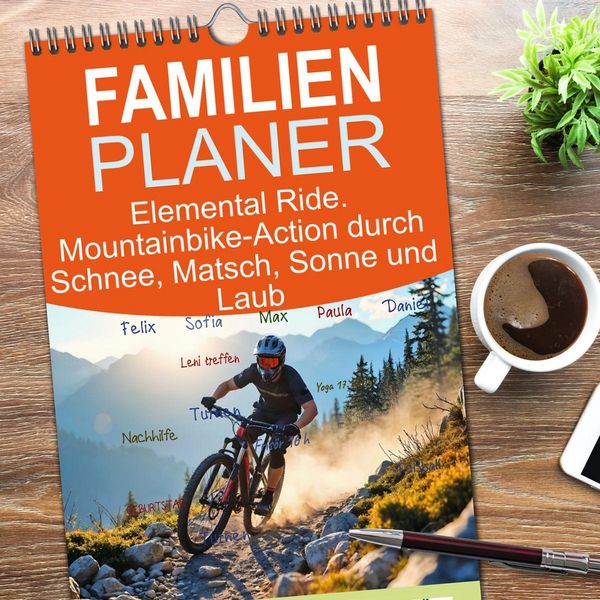 Produktbild: Familienplaner 2026 - Elemental Ride. Mountainbike-Action durch Schnee, Matsch, Sonne und Laub mit 5 Spalten (Wandkalender, 21 x 45 cm) CALVENDO