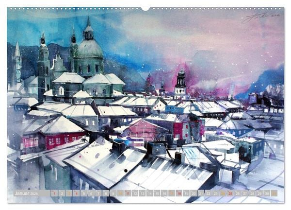 Produktbild: Aquarelle aus der Mozartstadt Salzburg (Wandkalender 2026 DIN A2 quer), CALVENDO Monatskalender