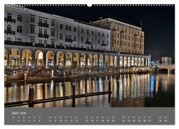 Produktbild: Nightwalk - Hamburg (Wandkalender 2026 DIN A2 quer), CALVENDO Monatskalender