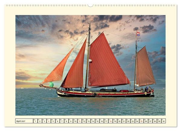 Produktbild: Segeln im Sonnenuntergang (hochwertiger Premium Wandkalender 2027 DIN A2 quer), Kunstdruck in Hochglanz