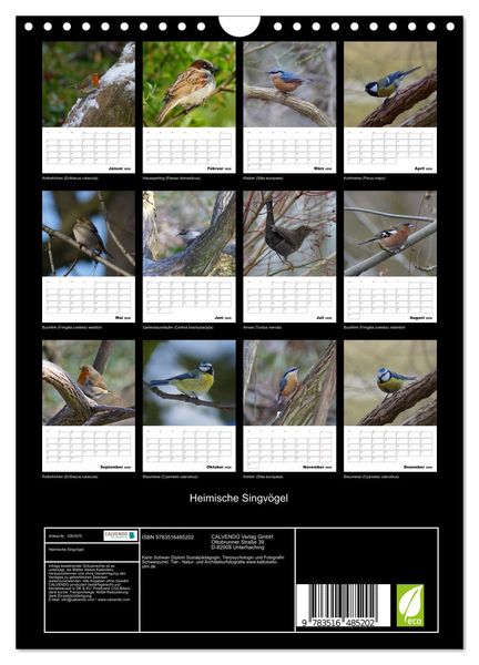 Produktbild: Heimische Singv&ouml;gel (Wandkalender 2026 DIN A4 hoch), CALVENDO Monatskalender