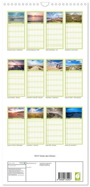 Produktbild: Familienplaner 2027 - SYLT hinter den D&uuml;nen mit 5 Spalten (Wandkalender, 21 x 45 cm) CALVENDO
