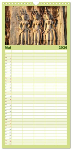 Produktbild: Familienplaner 2026 - Kambodscha &bull; Angkor Wat mit 5 Spalten (Wandkalender, 21 x 45 cm) CALVENDO