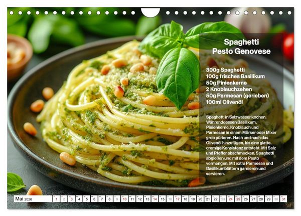 Produktbild: Italienische Spaghetti Rezepte - Leckere So&szlig;en f&uuml;r jeden Monat (Wandkalender 2026 DIN A4 quer), CALVENDO Monatskalender