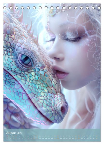Produktbild: Drachen - Im Fantasieland gesichtet (Tischkalender 2026 DIN A5 hoch), CALVENDO Monatskalender