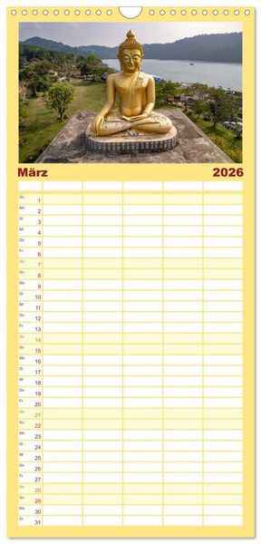 Produktbild: Familienplaner 2026 - Siddhartha Gautama - Buddha mit 5 Spalten (Wandkalender, 21 x 45 cm) CALVENDO