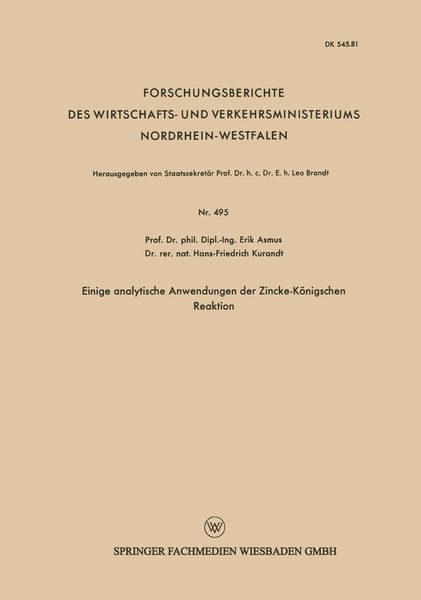 Produktbild: Einige analytische Anwendungen der Zincke-K&ouml;nigschen Reaktion