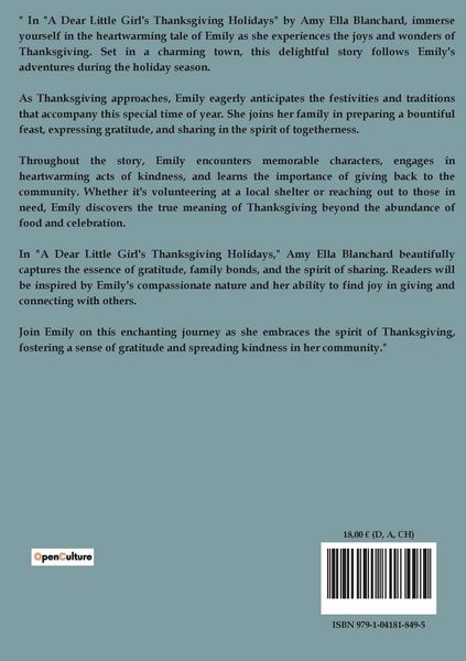 Produktbild: A Dear Little Girl's Thanksgiving Holidays
