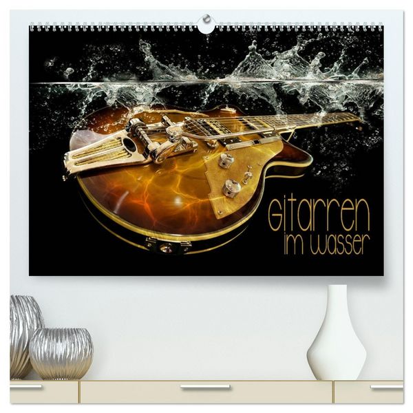 Gitarren im Wasser (hochwertiger Premium Wandkalender 2026 DIN A2 quer), Kunstdruck in Hochglanz