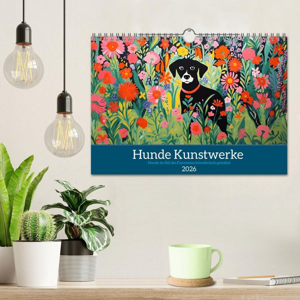 Produktbild: Hunde Kunstwerke - Hunde im Stil des Fauvismus k&uuml;nstlerisch gestaltet (Wandkalender 2026 DIN A4 quer), CALVENDO Monatskalender