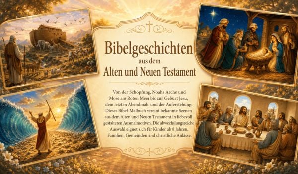 Produktbild: Bibel Malbuch f&uuml;r Kinder ab 8 Jahren und Erwachsene mit 74 wundersch&ouml;nen Ausmalmotiven aus dem Alten und Neuen Testament
