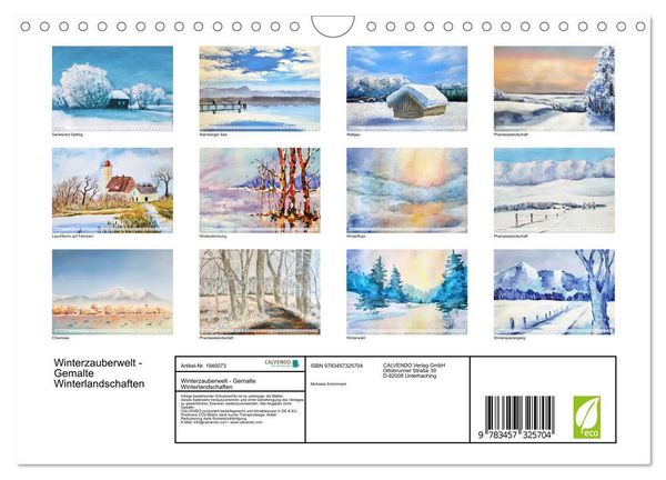 Produktbild: Winterzauberwelt - Gemalte Winterlandschaften (Wandkalender 2026 DIN A4 quer), CALVENDO Monatskalender