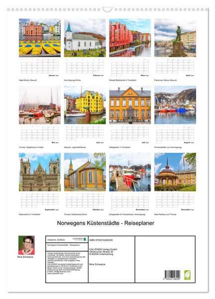 Produktbild: Norwegens K&uuml;stenst&auml;dte - Reiseplaner (Wandkalender 2026 DIN A2 hoch), CALVENDO Monatskalender