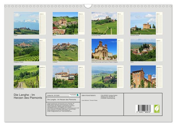 Produktbild: Die Langhe - Im Herzen des Piemonts (Wandkalender 2026 DIN A3 quer), CALVENDO Monatskalender